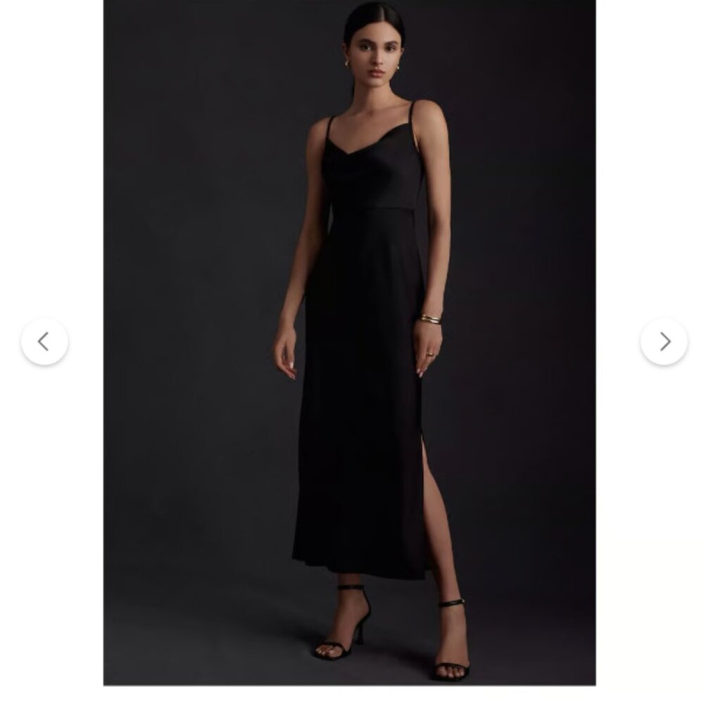 BHLDN Cali Satin Cowl-Neck Midi Slip Dress, Size 4 – brand new with tags!